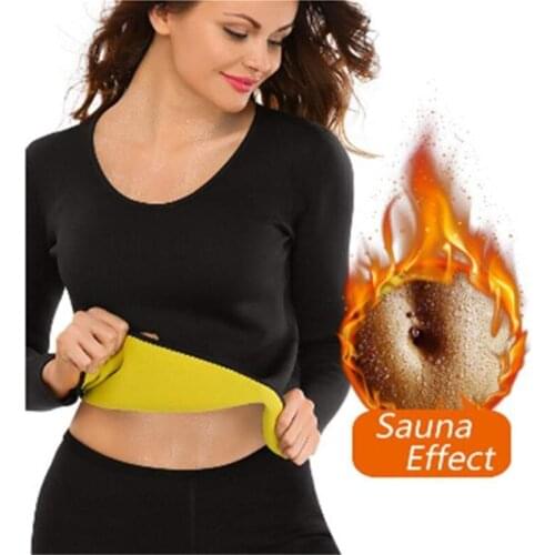 Women Slimming Sauna Suit Hot Sweat Shirt Blouse Long Sleeve Waist Trainer Neoprene Fitness Top Body Shaper Weight Loss