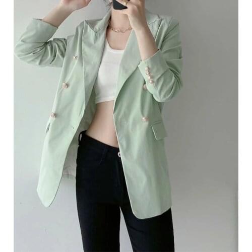 Za Women Fashion Double-breasted Blazers Coat Vintage Long Sleeve Solid Color Suit Coat Female Outerwear Chic Tops XITIMEAO