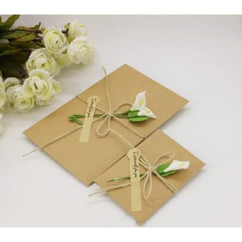 10pcs Retro Envelope manual postcard DIY art card gift card gift, dry flower graduation card