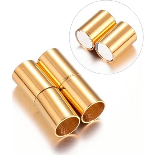 20 Sets Smooth 304 Stainless Steel Golden Magnetic Clasps, Column, 20x7mm, Hole: 6mm F80