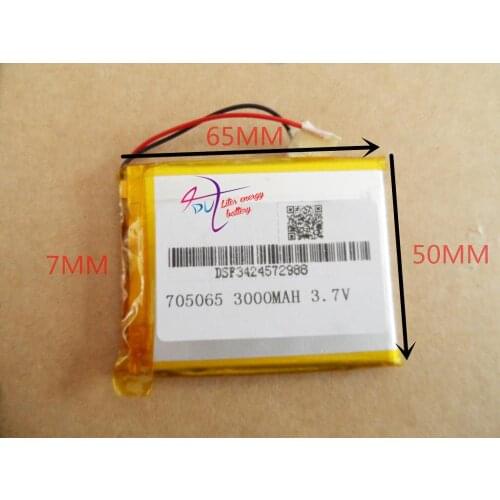 3.7V polymer lithium battery 705065 3000MAH mobile power Tablet PC GPS navigation
