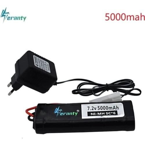 7.2V 5000mAh SC Ni-MH battery and 7.2v charger for RC toys tank car Airplane Helicopter With Tamiya Connectors 1/16 7.2v battery
