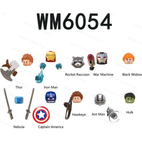 8pcs/set Nebula Hawkeye Hulk Rocket Raccoon Assemble Building Blocks Bricks Superhero Model Figures Toys Children Gifts WM6054