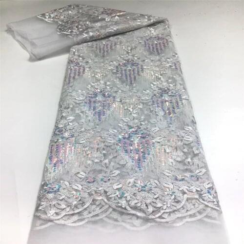African Lace Fabric 2021 High Quality Sequins French Lace Fabric Sewing Nigerian Lace Fabrics For Wedding Dress xc67-455