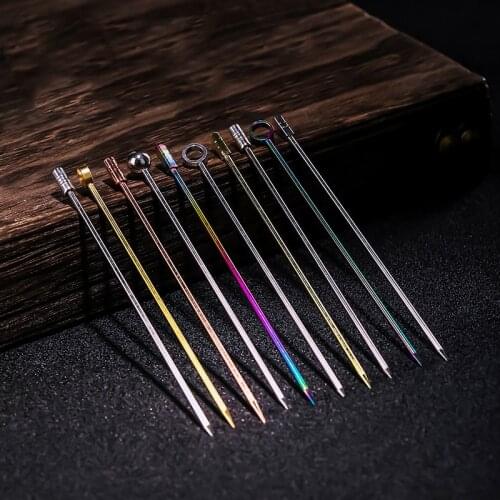 Free Shipping 8PCS Stainless Steel Colorful Cocktail Picks Cocktail Pin For Cocktail Drink Sticks Buffet Cupcake Decorations