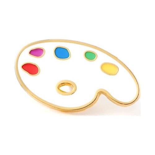 HOSENG Original Carton White Art Palette Metal Brooch Badge Lapel Pins Alloy Fashion Jewelry Accessories Gift HS_503