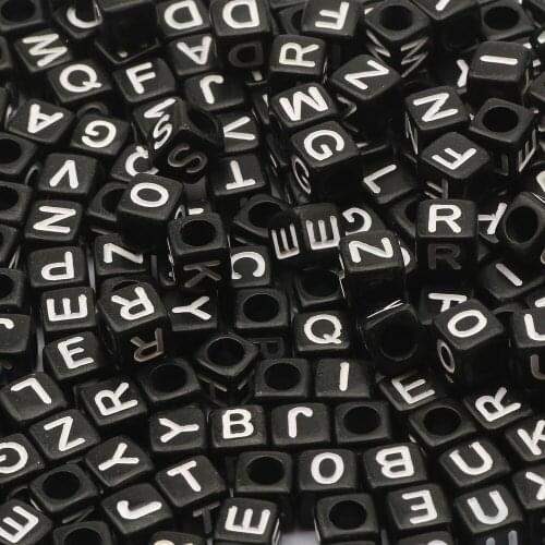 6x6mm Black Acrylic Alphabet Beads Handmade Necklace Bracelet Accessories Charm DIY Letter Beads For Jewelry Making
