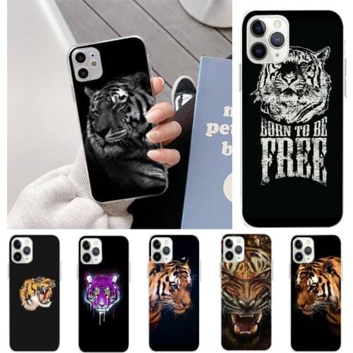 Fashion Animal Tiger Art Phone Case For Iphone11 12 Pro Max SE 2020 6s 7 8 Plus X Xs Max Xr Transparent Soft Silicone Cover