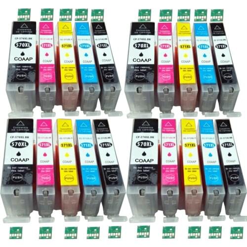 20 XL Compatible pgi570 cli571 ink Cartridges for Canon 570XL 571XL Pixma MG 5750 5751 5752 5753 6850 6851 6852 6853