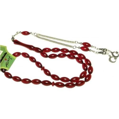 BEST ROSARY – Pomegranate Red Powder Amber Made in Turkey Unisex 33pcs. Zikr Muslim Stress