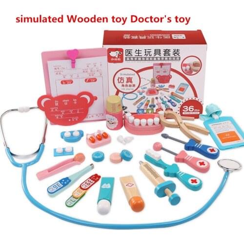 Wooden children toy doctor makes a physician simulation doctor toy set early educational toy doctor set toys