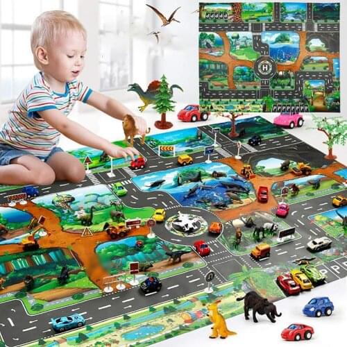 Kids Baby Crawling Play Mat Dinosaur Traffic Road Chidren Game Floor Carpet Pad World Transport Map Pattern Design 2020 Hot sale