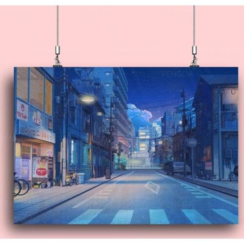 Home Decor City Hd Prints Poster Pictures Animation Scereny Wall Artwork Street Modular Canvas Night Painting For Living Room