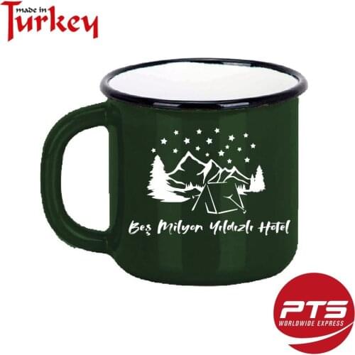 Turkish Brand Nurgaz Enamelware Enamel Survival Cup Mug Green Tableware Camping Cooking Hiking Picnic Water Coffee Tea Outdoor