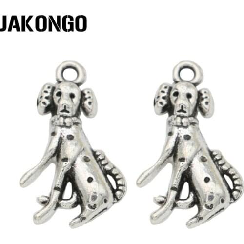 JAKONGO Antique Silver Plated Dog Charms Pendant for Jewelry Making Earrings Bracelet Accessories DIY 22x13mm 20PCS/lot