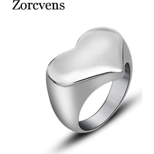 LETAPI 316L Stainless Steel High Polished Heart Ring for Women