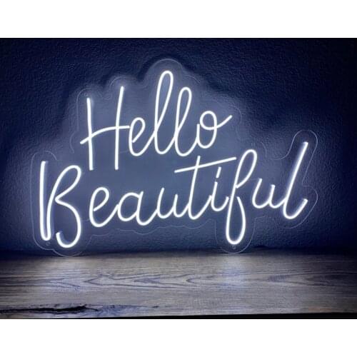 Hello Beautiful LED Neon Sign Custom Flex LED Neon Light Salon Store Decoration Home Decor Logo Neon Sign Personalize Sign INS