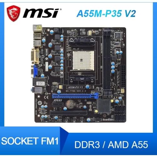 For Msi A55M-P35 V2 Desktop Motherboard Socket FM1 AMD A55 DDR3 16GB SATA II Micro ATX original used Mainboard