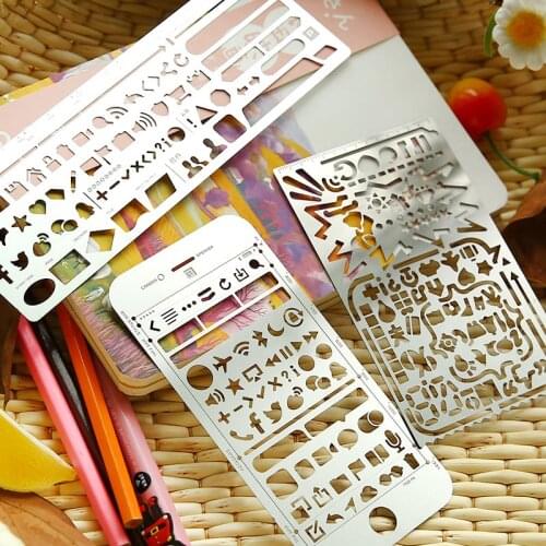 Multifunctional Hollow Hand Metal Drawing Template Stainless Steel Straight Ruler Hollow Diy Ruler