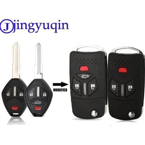 Jingyuqin Modified Car Key Case Cover For Mitsubishi Lancer Outlander Endeavor Galant MIT11R Blade Key Shell 3/4 Buttons Folding