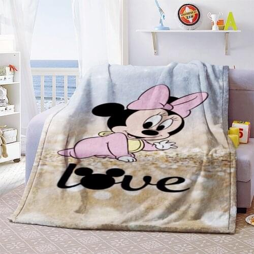 Disney Mickey Minnie Mouse Pattern Blanket Cartoon Soft Flannel Pink Blanket Bed Sofa Supplies Baby Girl Boy Gift Home Textile