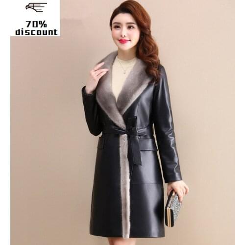 Genuine Leather Jacket Winter Jacket Women Mink Fur Collar Down Jackets for Women Real Sheepskin Coat Chaqueta Mujer MY