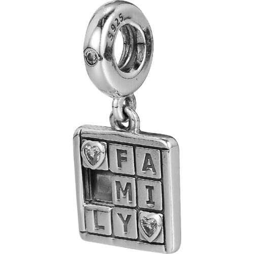 Fits For Pandora Beads Bracelets Family Game Night Charms with Clear CZ 100% 925 Sterling-Silver-Jewelry Free Shipping
