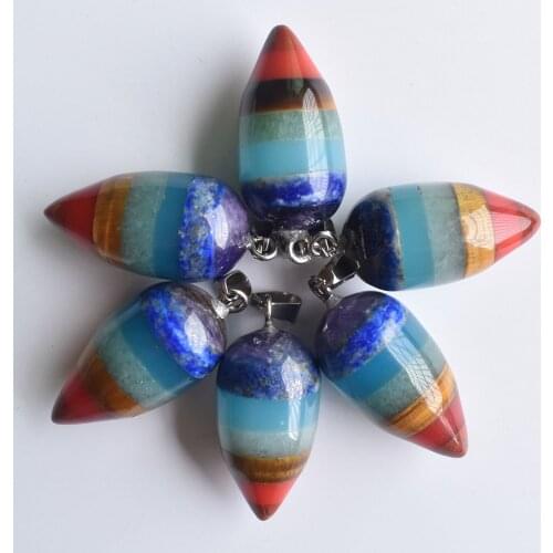 2020 Hot Sale Natural Stone Pendulum Pendant Small Gyro Egg Shaped Yoga 7 Chakra Healing for Jewelry Wholesale 6pcs/lot free