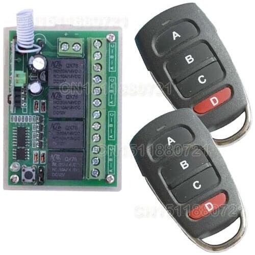 DC 12V 10A 2 4CH Channel RF Wireless Remote Control Switch 315 MHZ 433 MHZ Transmitter Receiver 3 Working Modes Self-locking