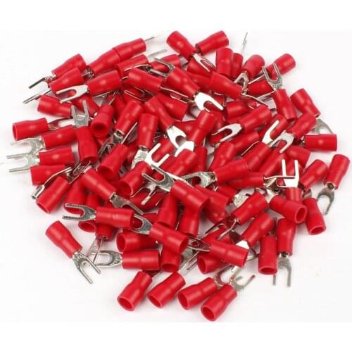 SV1.25-3 Red Furcate Terminal Cable Wire Connector Insulated Wiring Terminals electrical Lug crimp terminal 50PCS SV1-3 SV