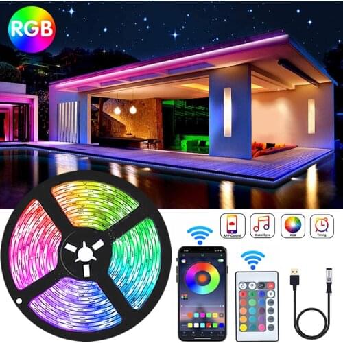 0.5/5/10M USB LED Strip Light Bluetooth-compatible RGB 5050 SMD DC5V LED Lamp Christmas Holiday Bedroom Desktop Wall Home Decor