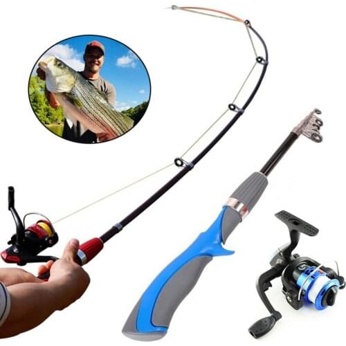 Glass Fiber Fishing Rod and Reel Set Casting Fishing Rods Carbon Ultra Light Rod with Mini Spinning Reels Fishing Tackle Set