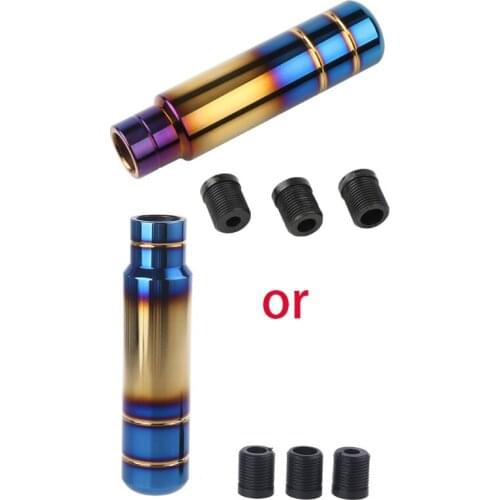 Universal Car Burnt Blue Style Gold Aluminum 13cm Gear Shift Knob Shifter Lever Head T3EF