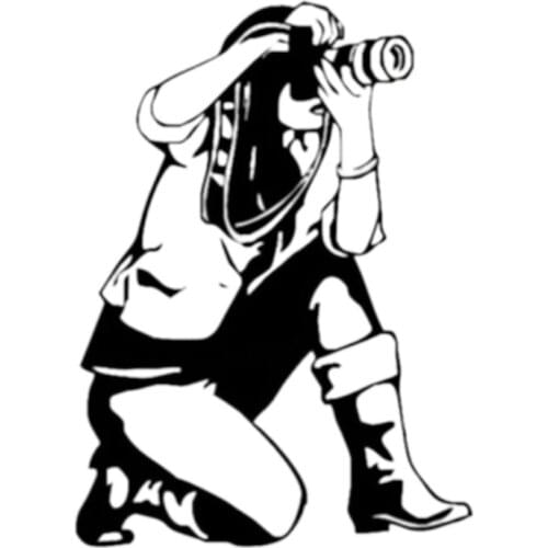 Art Pattern Beautiful Lady Camera Photographer Photo Black/ White Vinyl Material Waterproof Sunscreen Car Sticker Kk20*15cm