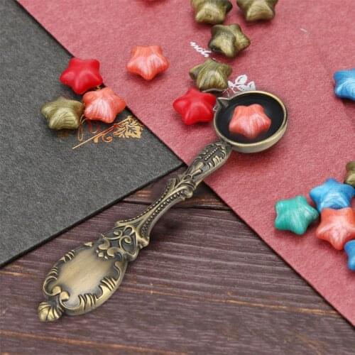 Anti-Hot Sealing Wax Spoon Vintage Wood Handle Sealing Wax Spoon Stamps Wax Melting Spoon for Scrapbooking Envelopes Card