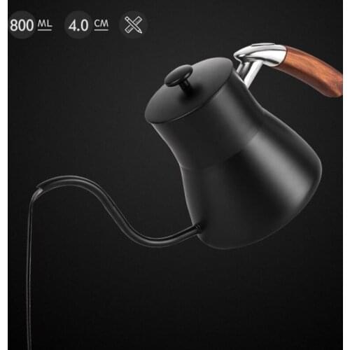 High-end Coffee Tea Pot Hand Pot Coffee Pot Food Grade Stainless Steel Gooseneck Drip Kettle Swan Neck Thin Mouth with Lid 800ml