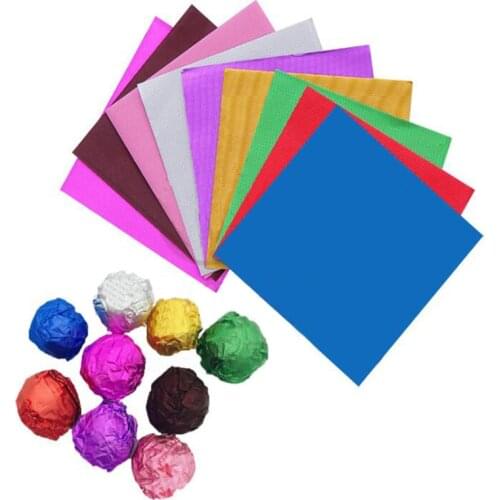100pcs 10*10cm Gold Red Blue Candy Package Foil Paper Chocolate Wrapping Aluminized Paper Line Embossed Aluminium-foil Paper