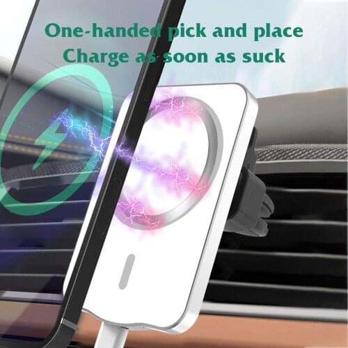 15W Wireless Car Charger Mount Magnet Adsorbable Phone Car Holder For Iphone 12 Mini Pro Pro Max Fast Wireless Charging