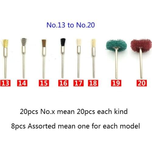20pcs shank 2.35mm 3mm NO.13 to NO.20 wire brush mini brush metal rust brush wenwan nuclear pick clean grinding deburring tool