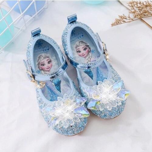 2021 Disney Frozen Elsa Sandals Girls Shoes Princess Dance Shoes for Baby Girls Fashion Non-Slip Crystal Shoes Sandals for Girl