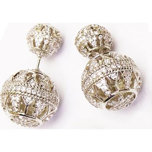 3 Pairs Cubic zirconia Stud earrings Ball shape earrings pave zirconias earrings earrings for women jewelry 51302