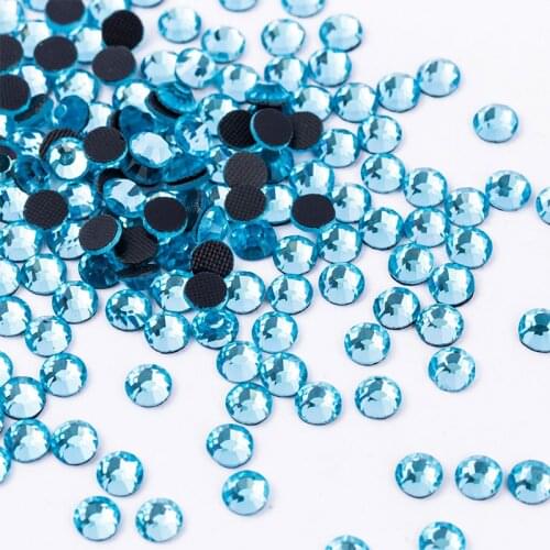 Hot Fix Rhinestones High Quality Aquamarine Crystal For Cloth Decoration Crafts Jewelry DIY Flatback Super Shiny Stones Nail Art