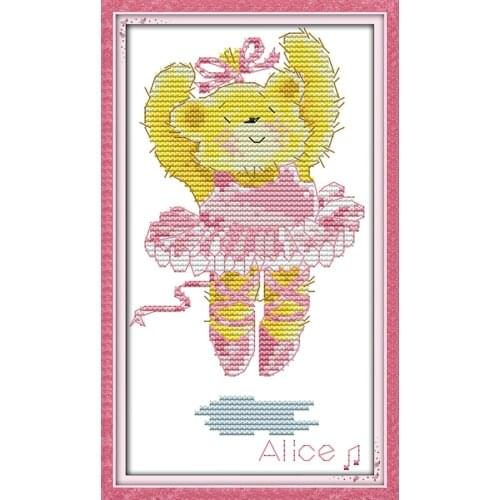 Ballet teddy bear cross stitch kit 14ct 11ct count print canvas stitches embroidery DIY handmade needlework plus