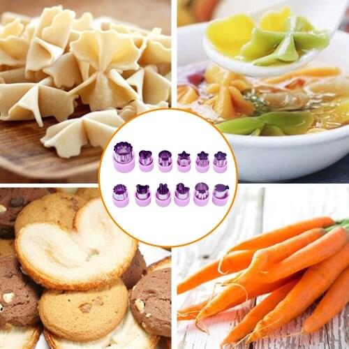 12Pcs/set Vegetable Fruit Cutter Mold Flowers Cartoon Shape Cutting Mold J2Y4 Cookie Cutter Steel Biscuit Tools Stainless 2
