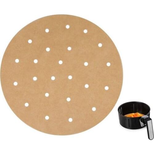 Hot YO-100pcs Unbleached Air Fryer Liners,22.8cm Bamboo Steamer Liners,Silicone oil paper Rounds Perfect for 5.3 & 5.8 QT Air Fr