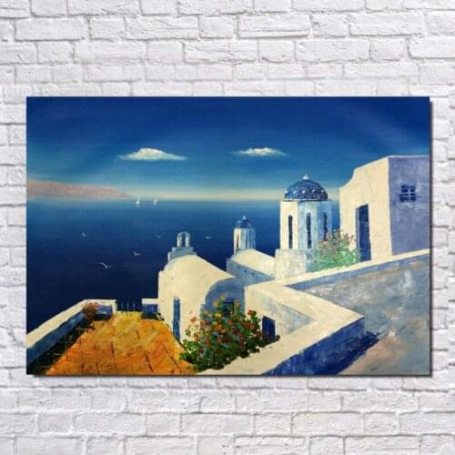 Painting canvas Landscape Handmade Art Oil Painting Scenery Aegean Sea Home Decoration Wall picture for living room #843