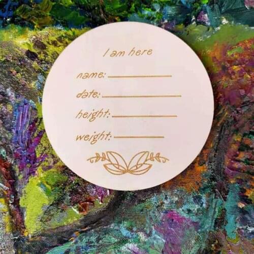 Butterfly Wood Milestone Card I am here Birth Announcement Newborn Baby Shower Gift