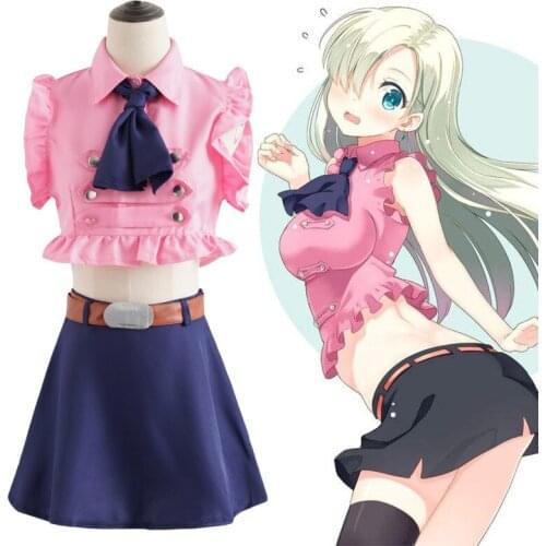 Elizabeth Liones Cosplay The Seven Deadly Sins Uniform Suit Outfit Clothes Hawk Pig Toys Plush Doll Halloween Party Costumes