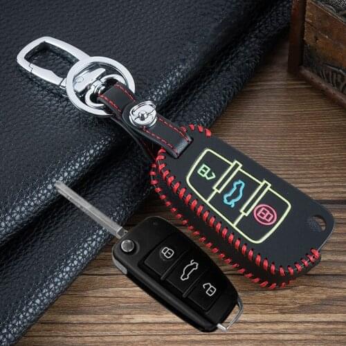 Leather Car Key Cover For Chery Tiggo 8 7 5X Fulwin2 Eastar Luminous 3 Buttons Smart Keyless Remote Protect Case Keychain Holder