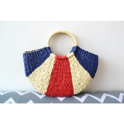 2020 New Gradient Color Round Bucket Paper Rope Straw Bag Women Summer Handbag Beach Bag a6301